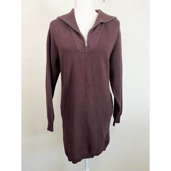 NWT WAYF x Jourdan Sloane Diane Brown Ribbed Stretchy Sweater Mini Dress Small - Picture 1 of 8